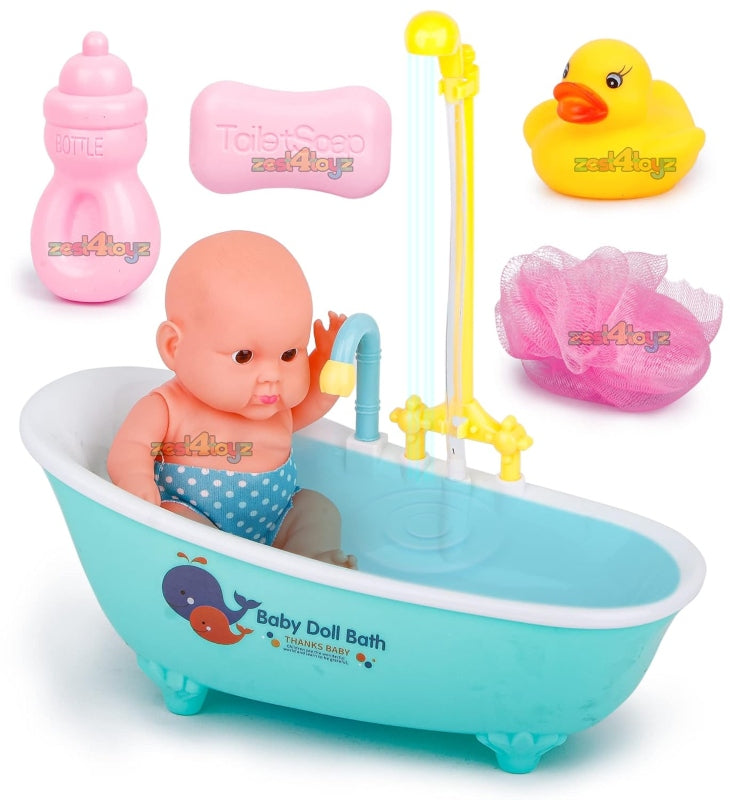 Baby bath tub doll with water rotation option