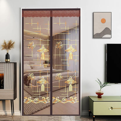 Traditional Embroidery Magnetic Screen Door