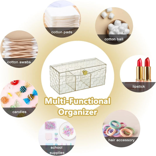 Dustproof 3 Partition Cotton Bud and Lipstick Organizer