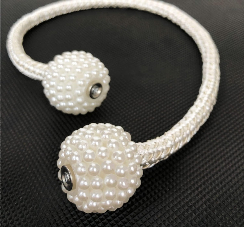 Magnetic curtain tiebacks pearl ball