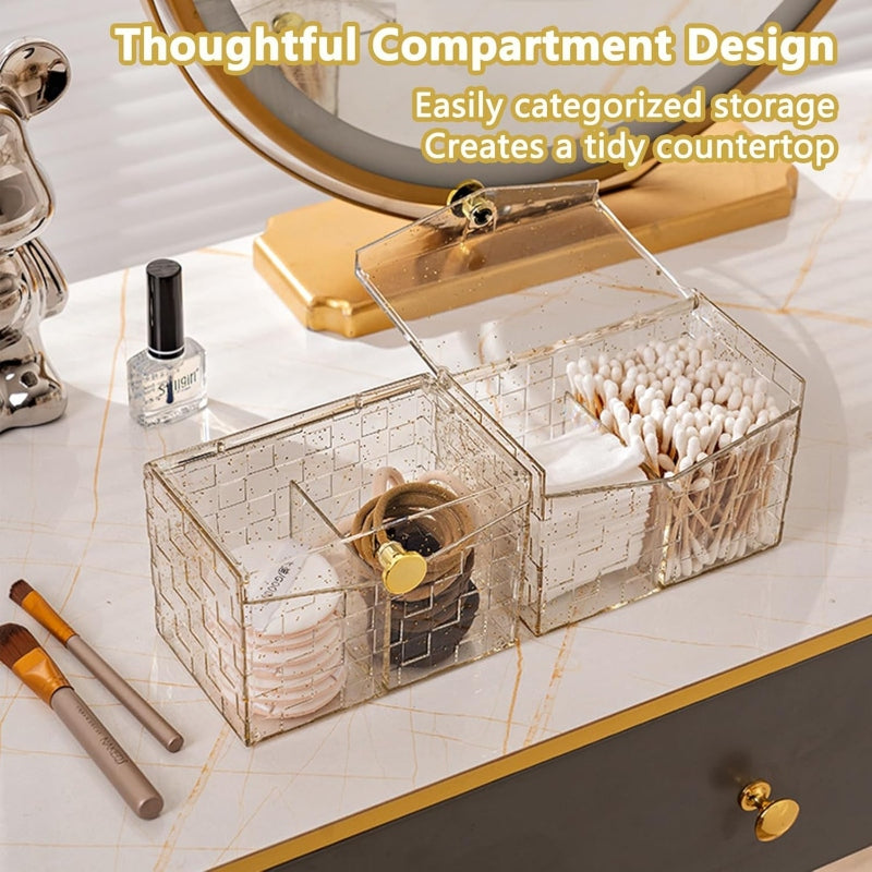 Dustproof 3 Partition Cotton Bud and Lipstick Organizer
