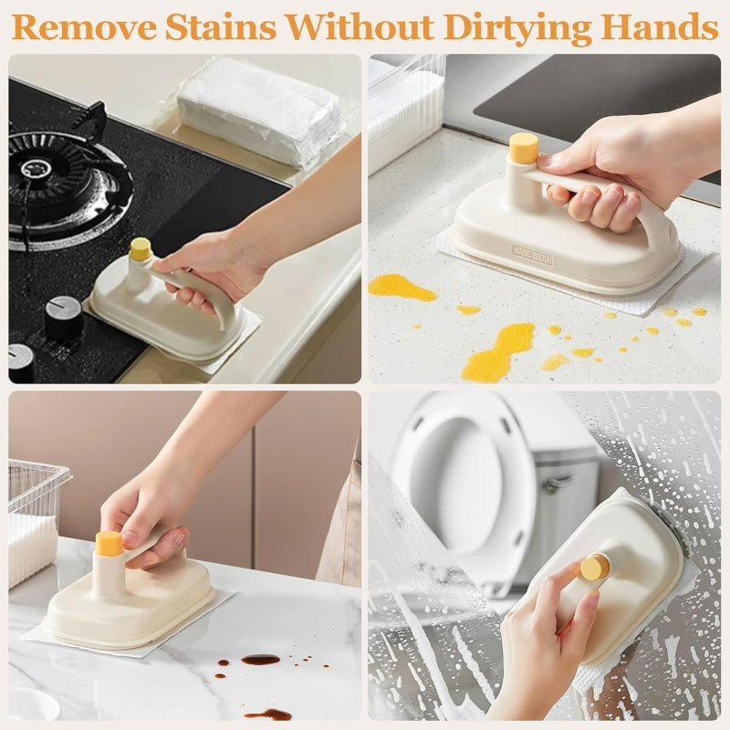 Brush with 100 disposable cleaning microfibre cloth paper kit