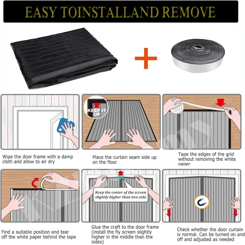 Traditional Embroidery Magnetic Screen Door