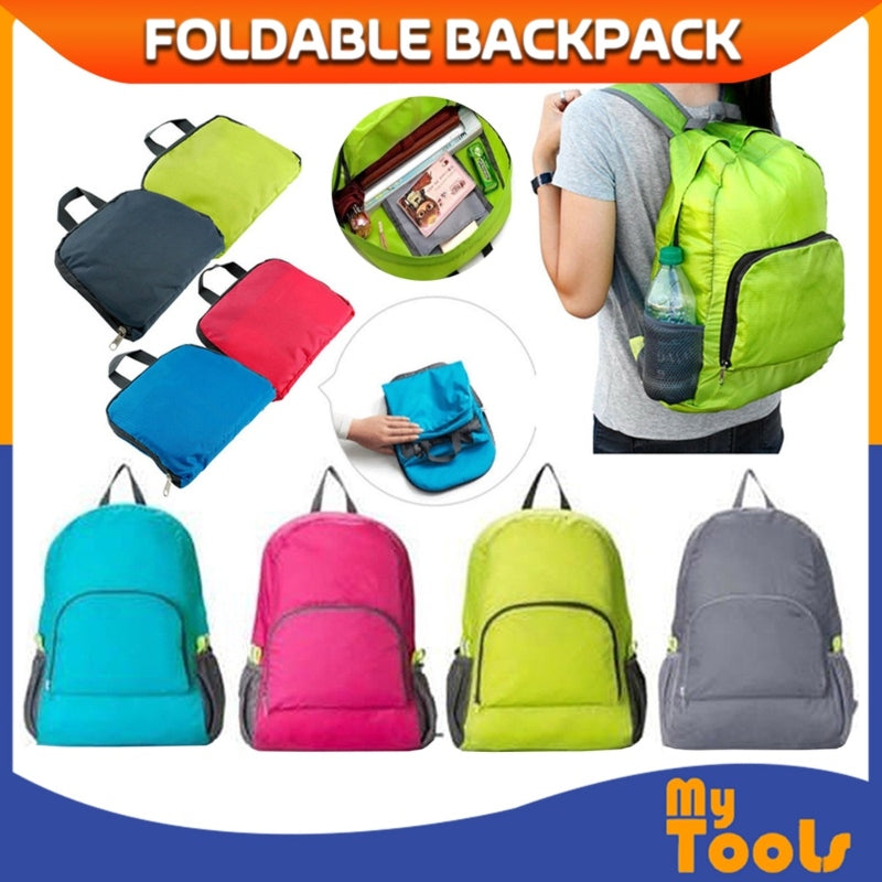Foldable travel bag shoulder backpack water resistant