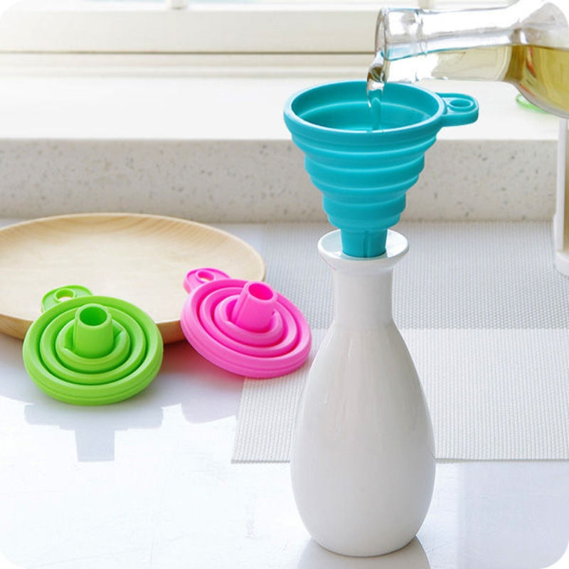 Folding silicone funnel for kitchen multicolor
