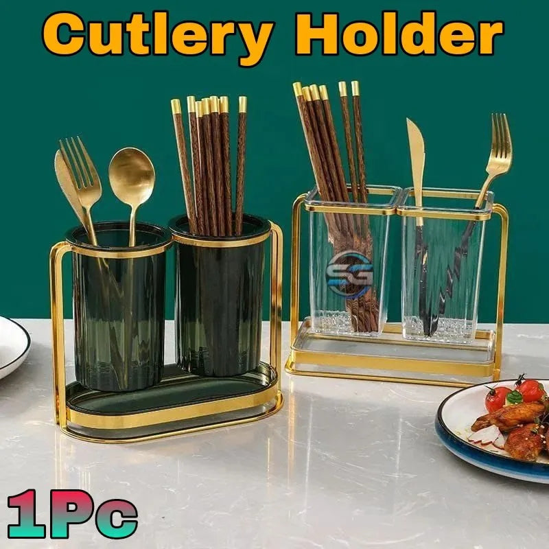 Luxury Golden Leaf Cutlery Holder