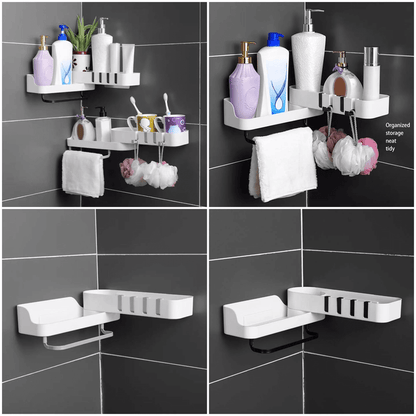 Self-adhesive corner shelf