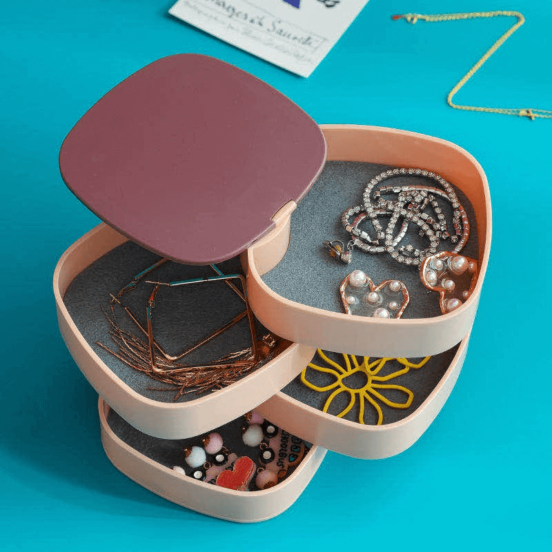 360 degree round rotating jewelry storage box