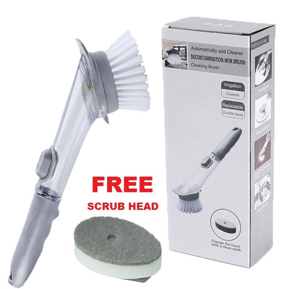 Automatically add cleaner decontamination cleaning brush