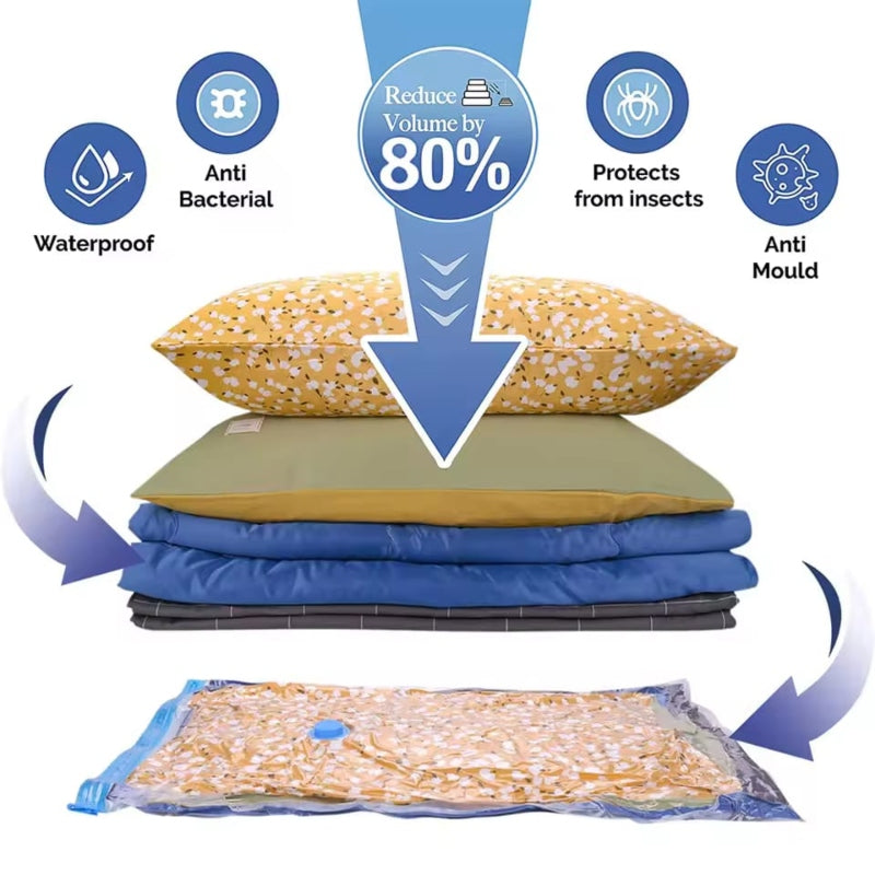 Vacuum storage bags with hand pump