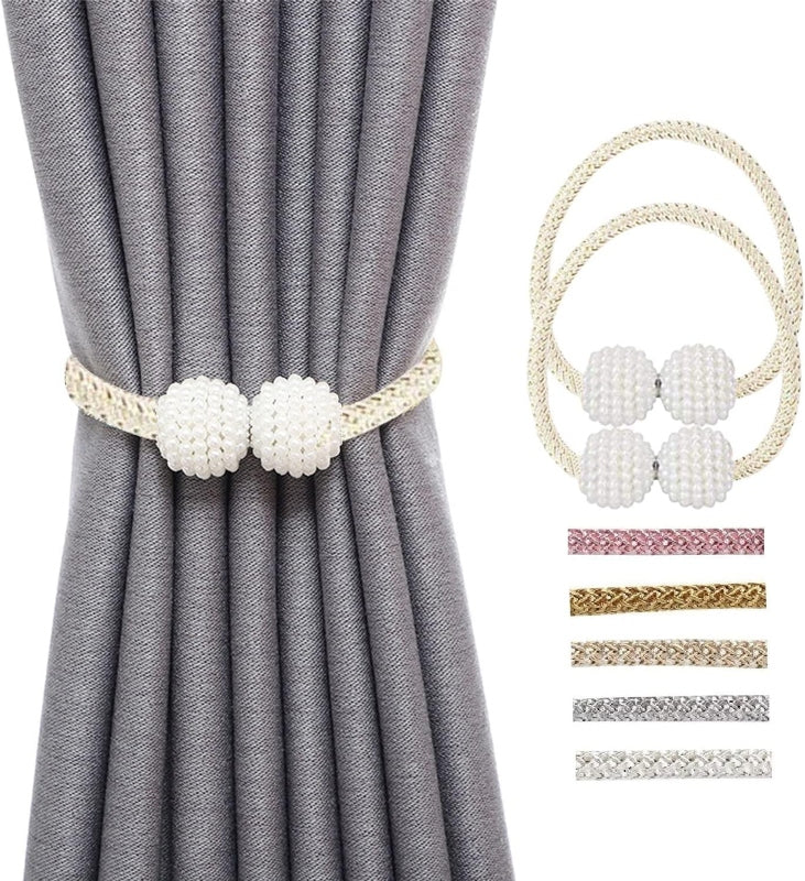 Magnetic curtain tiebacks pearl ball