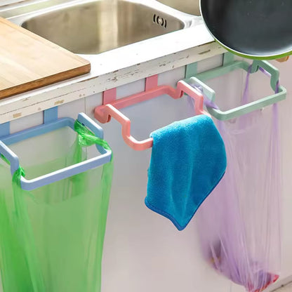 Kitchen cabinet hanging trash rack towel storage plastic