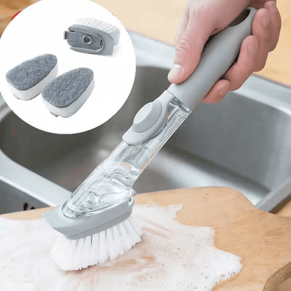 Long-handled detachable liquid washing dishes brush - grey