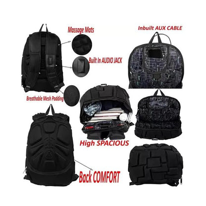 Backpack - waterproof hard shell with inbuilt aux cable jack