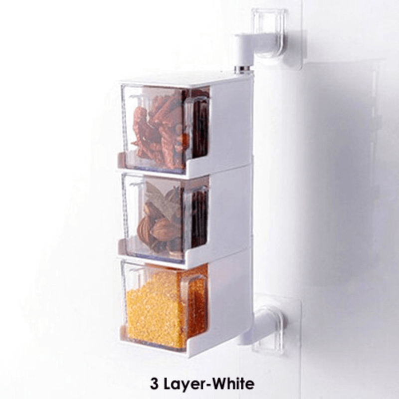 Punch-free wall-mounted spice rack 3 layer
