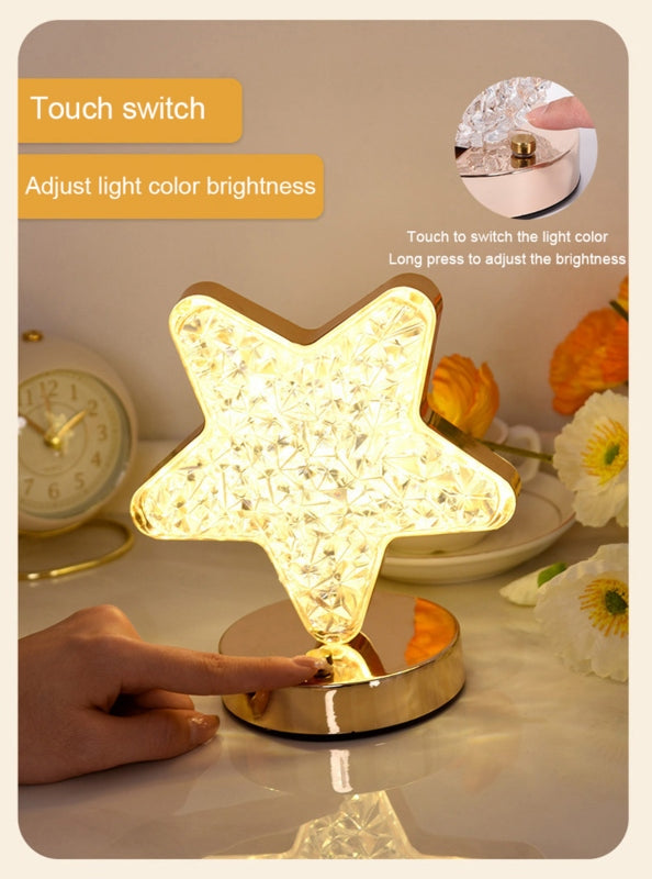 Star shape crystal night light  lamp
