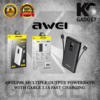 10000mah power bank awei p8k fast charging