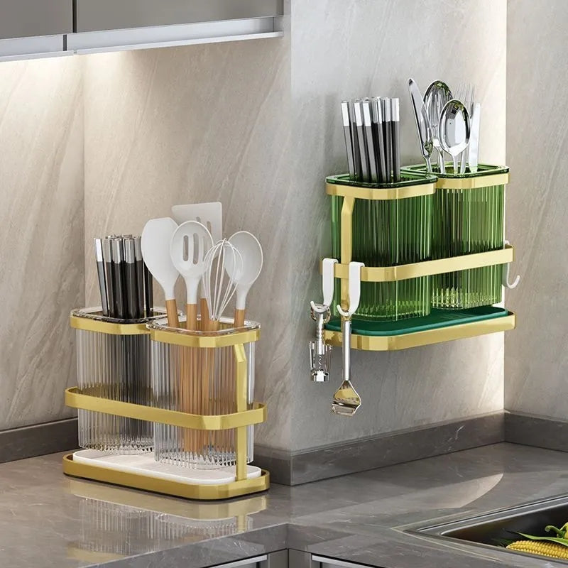 Luxury Golden Leaf Cutlery Holder
