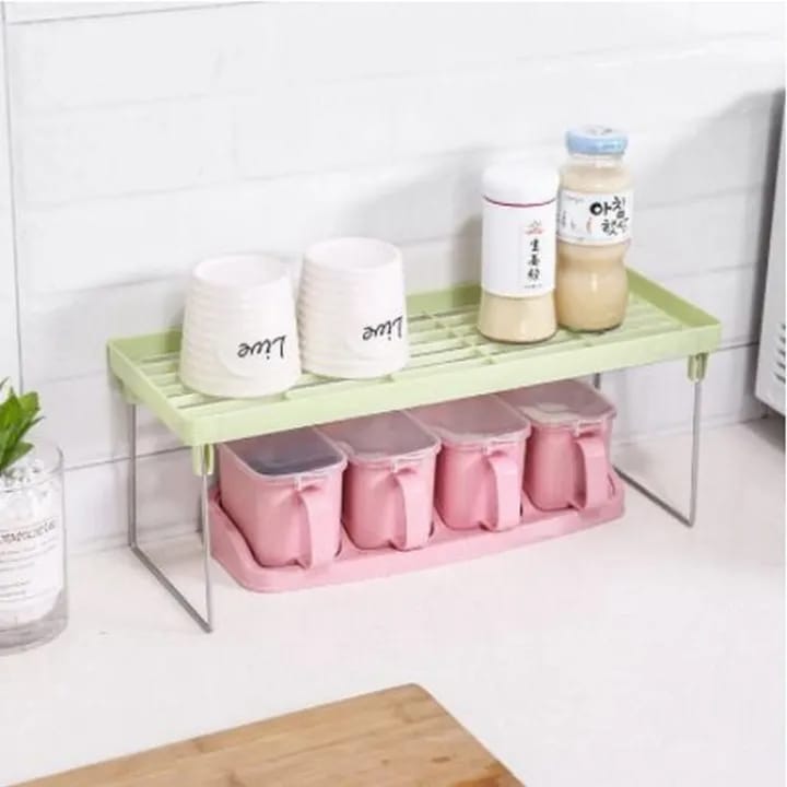 Pack Of 2 Stack Up Shelf Space Saver Plastic Racks