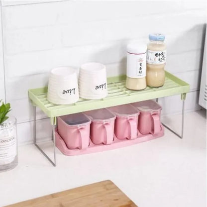 Pack Of 2 Stack Up Shelf Space Saver Plastic Racks