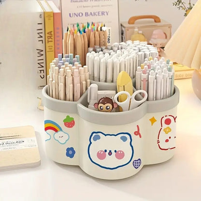 6 Grid Multi Functional Cute Plum Blossom Shaped Pen Holder