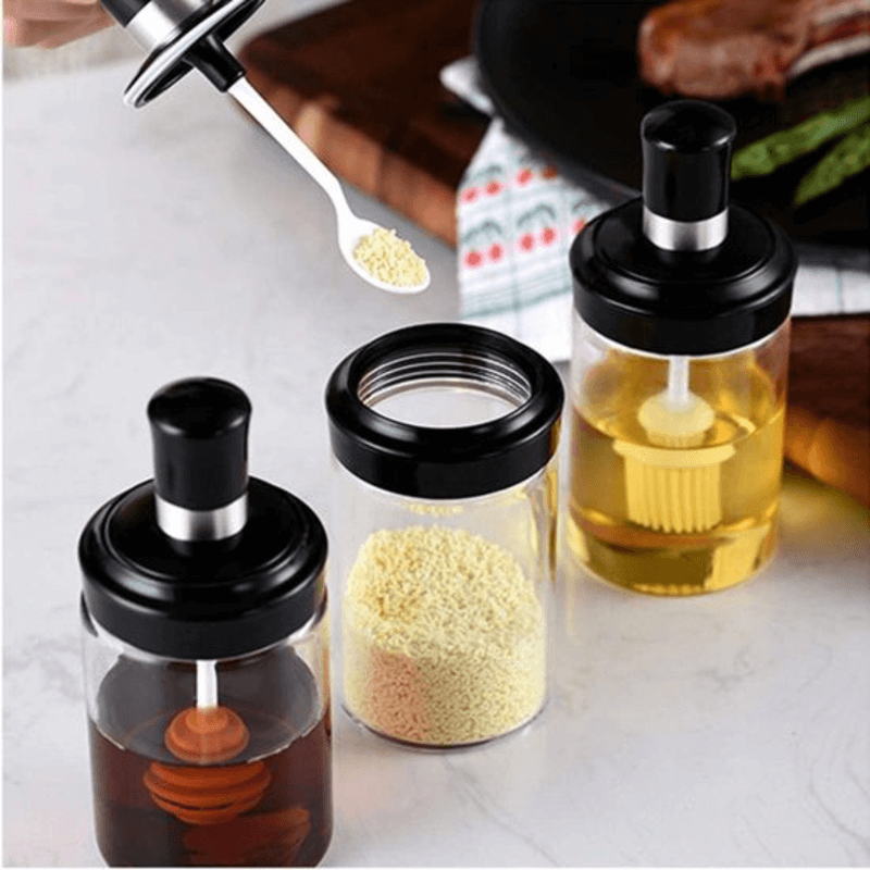 2pcs glass seasoning jar