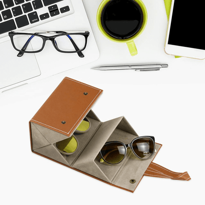 Leather 4 slot sun glasses organizer