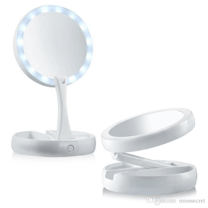 Foldable led lights makeup mirror