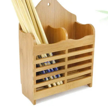 3 section wooden chopsticks holder
