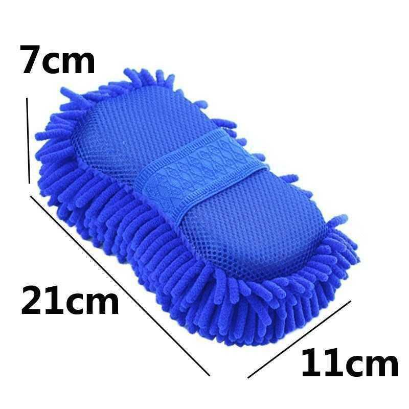 Blue cleaning slipper with measurements on a white background