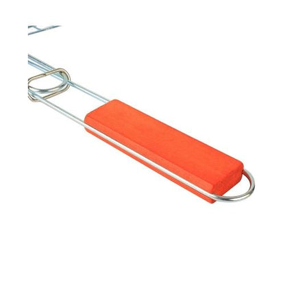 Chrome plated barbecue grill net basket + wood handle medium