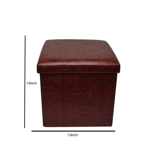 Folding storage ottoman foot rest & stool - maroon