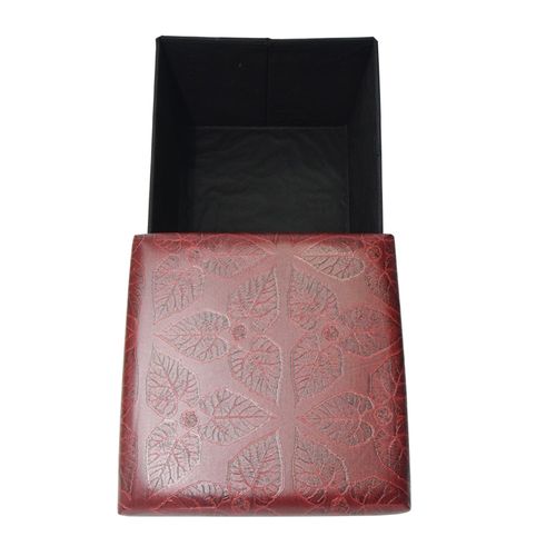 Folding storage ottoman foot rest & stool - maroon