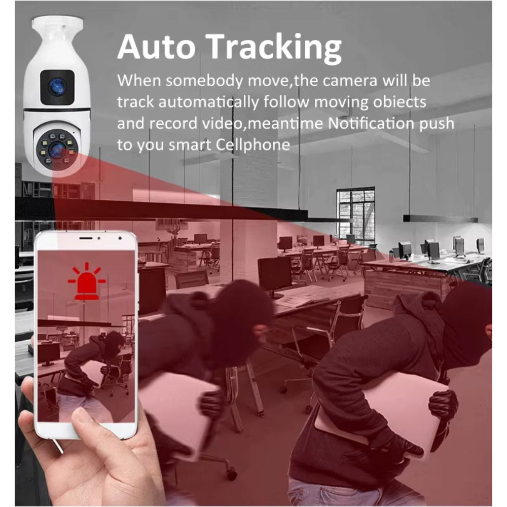 Smart bulb 2 lens camera for Home Surveillance