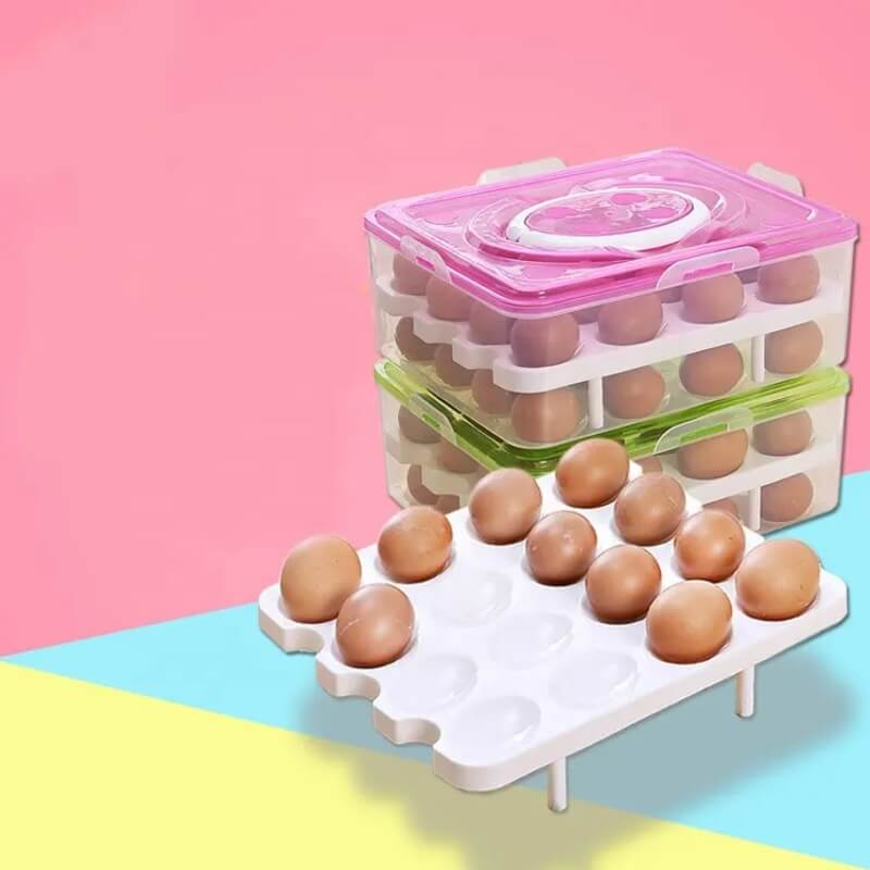 Egg storage holder box double layer 16 grids per layer