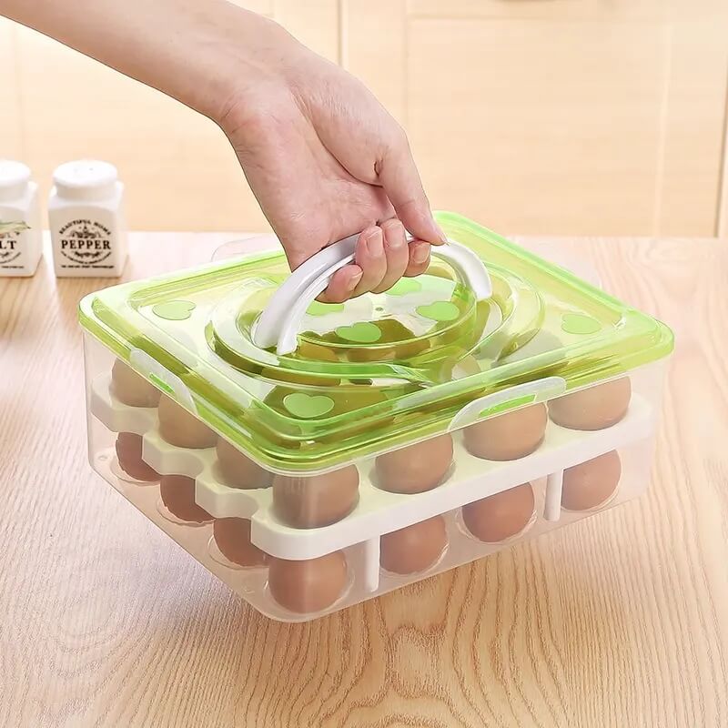 Egg storage holder box double layer 16 grids per layer