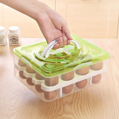 Egg storage holder box double layer 16 grids per layer