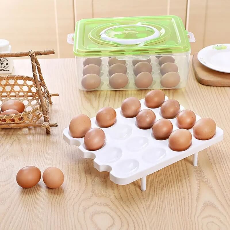 Egg storage holder box double layer 16 grids per layer