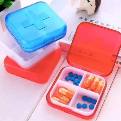 4 compartment lid tablet pill box