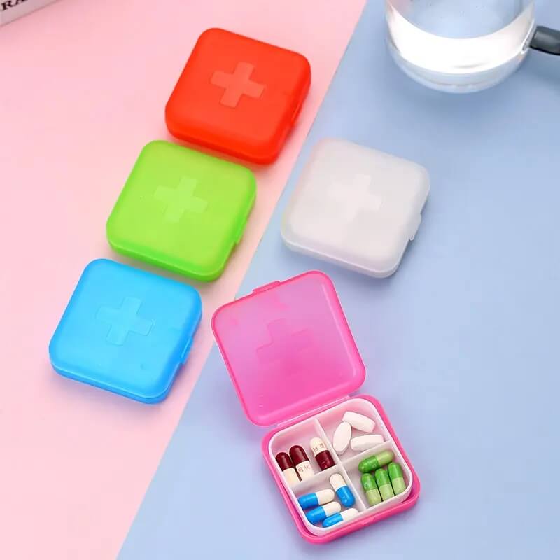 4 compartment lid tablet pill box