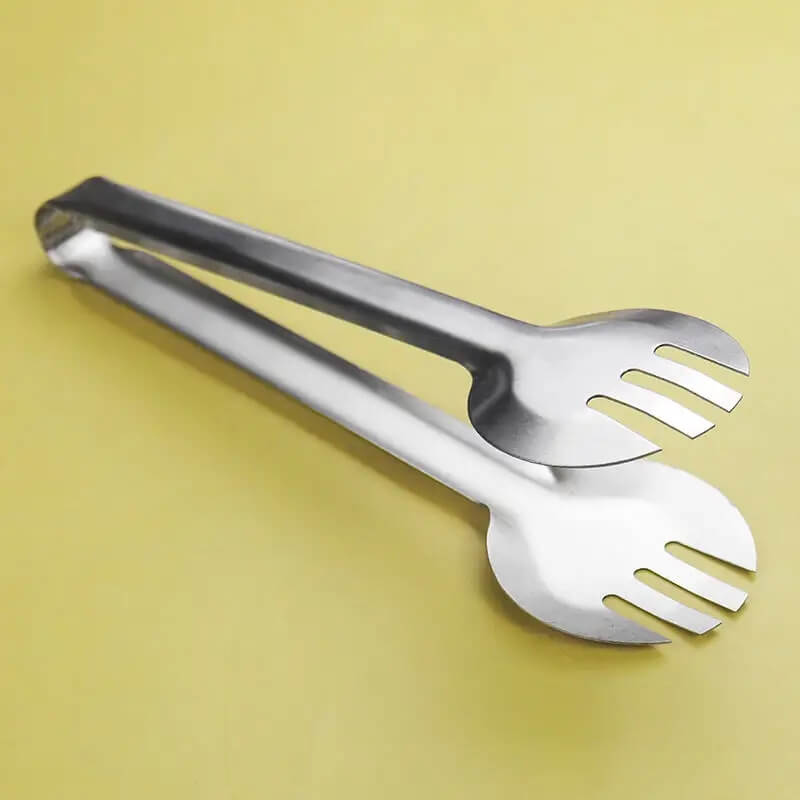Stainless steel kitchen serving tongs
