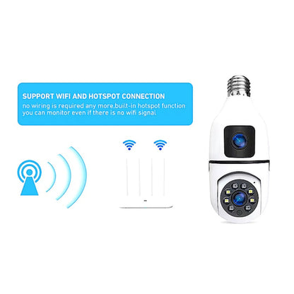 Smart bulb 2 lens camera for Home Surveillance