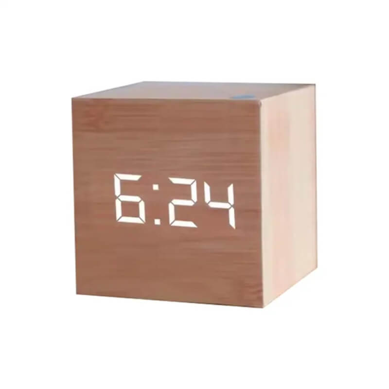 Wooden led alarm clock with voice control