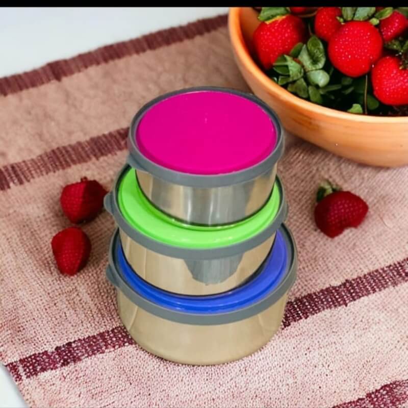 Stainless steel nesting bowls set with airtight lids