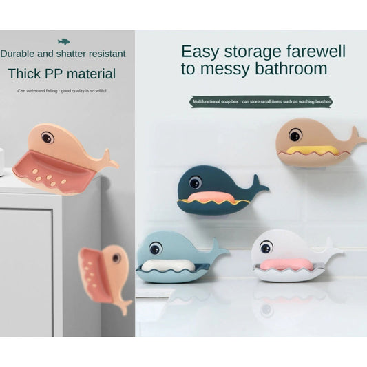 Pack Of 3 Fish-Shaped Double-Layer Adhesive Waterproof Soap Bar Holder Stand Rack For Bathroom, Shower, And Kitchen Walls