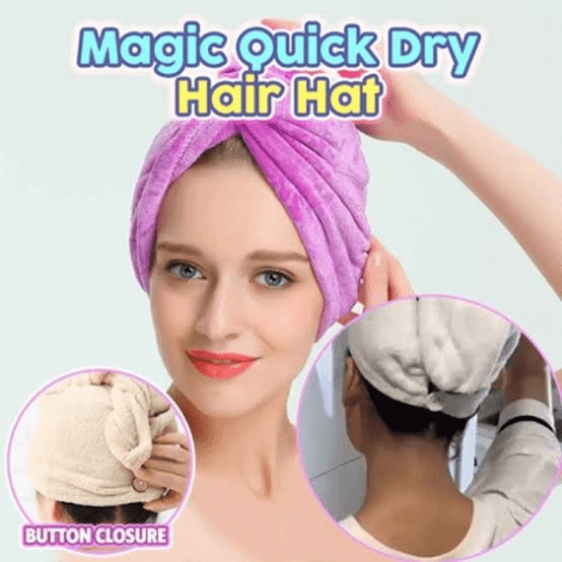 Quick hair drying cap towel wrap