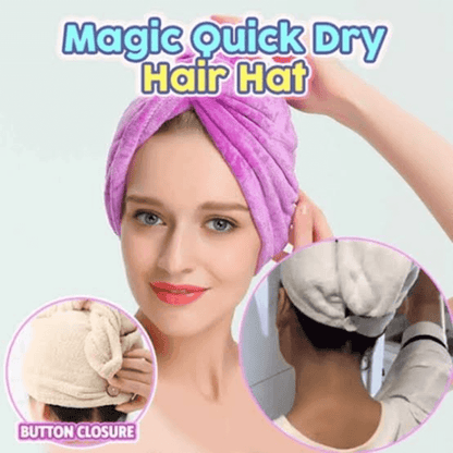 Quick hair drying cap towel wrap