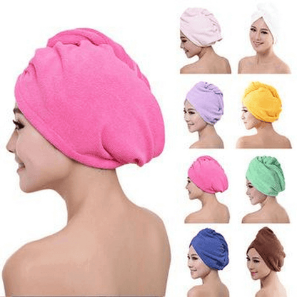Quick hair drying cap towel wrap