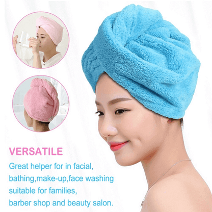 Quick hair drying cap towel wrap