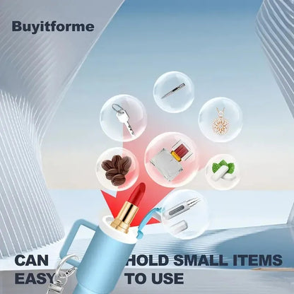 Mini Stanley Style Tumbler Keychain With Mini Storage inside